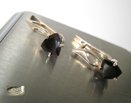 Pendientes Vintage Plata 925 Chapados en Oro Unión Soviética URSS Originales - Imagen 2 de 18