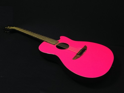 Light-Weight 38" Haze 836CPK Round-Back Acoustic/Classical Guitar,Neon Pink +Bag - Picture 5 of 12