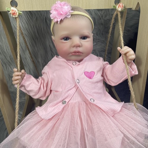 50CM Loulou Awake Princess Girl Reborn Baby Doll Open Blue Eyes 3D Skin Visible - Picture 3 of 13