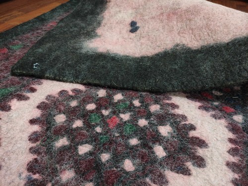 Area Felt Rug 7'10"x3'7" Turkoman Sheep Wool Carpet Flooring Handmade Gift - Picture 3 of 12