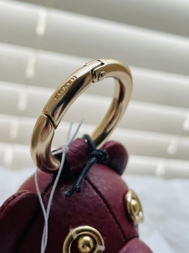 Coach Outlet Bear Bag Charm Lether Dark Ruby CP369 - NWT - Picture 3 of 5
