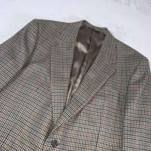 Roundtree & Yorke Mens Wool 2-Button Blazer Jacket Brown Windowpane Plaid • 43L - Picture 2 of 12