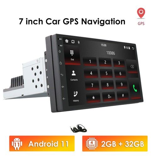 Single 1Din 7" Android 11 GPS Navigation WiFi Car Radio Stereo RDS BT USB 2+32GB - Picture 1 of 6