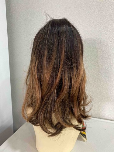 Medium Straight Flipped End Bangs Full Human Hair Wig - Jade - Picture 8 of 20