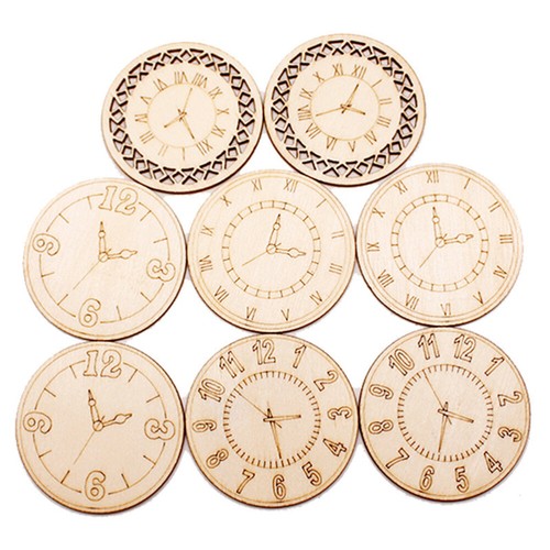 2 Bags 8pcs Adornment Wooden Circles Slices Wood Clock Cutouts - Picture 10 of 12