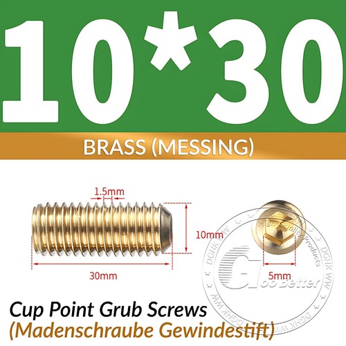 Madenschraube Gewindestift Messing M2 M3 M4 M5 M6 M8 M10 M12 2mm-40mm DIN 913 - Bild 72 von 82