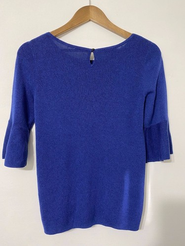 Talbolts Womens Blue Blouse Cotton/Rayon 3/4 Sleeve Size S Crew Neck#2277 - Picture 3 of 8