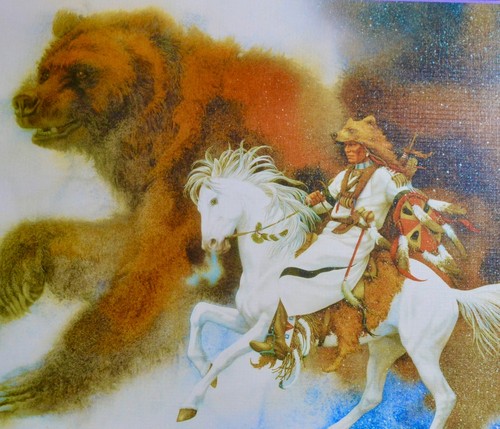 Impresiones artísticas Bev Doolittle 12"X13” "Dos osos de los pies negros" caballos águilas lobo - Imagen 3 de 12