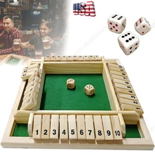 Shut the Box Dice Game Party Game -10 Digit Zero Out Wooden Box Game