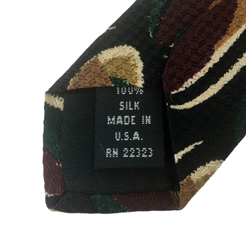 Papillon 100% Silk Black Multicolor Ovals Printed Handmade Pointed Necktie Tie - Picture 6 of 6