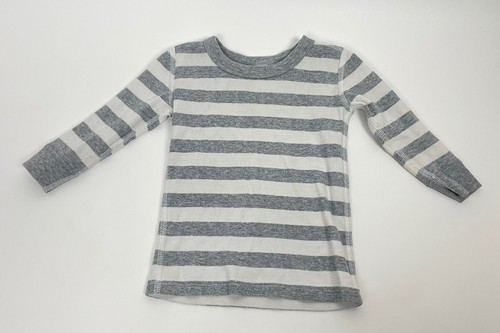 Hanna Andersson Gray Grey Stripe Long Sleeved Pajama Top Organic 75cm 75 12-18 M - Picture 1 of 3