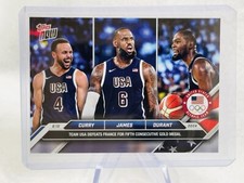 2024 Topps Now Olympics #26 Curry LeBron James Kevin Durant Team USA red logo