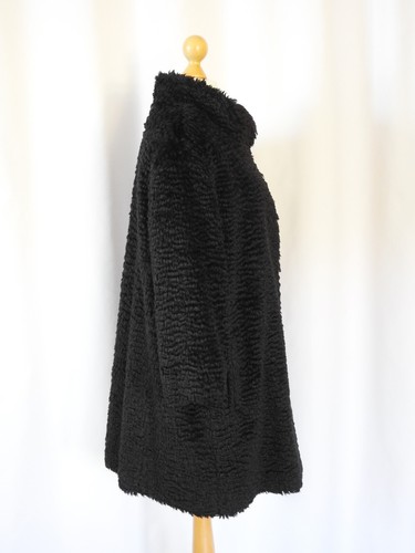 Peter Hahn 100% Piel MOHAIR EFECTO ASTRAKHAN Negro Cocoon Abrigo Grande L XL 14 - Imagen 5 de 12