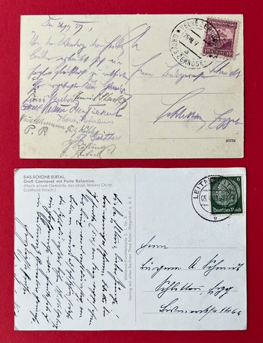 2 cartoline GRANDE-CZERNOSEK in Repubblica Ceca 1927/39 vedute del luogo con chiesa (147454 - Foto 2 di 2