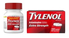 TYLENOL Extra Strength Pain Reliever 100 Caplets - 500mg. ** Free Shipping