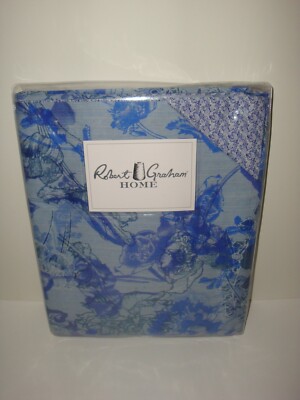 Robert Graham Sketchbook Queen Duvet Cover Floral Paisley Reverse Blue Multi