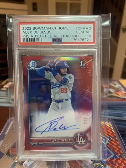 2022 Bowman Chrome Alex De Jesus True Red Refractor Auto 2/5 PSA 10….Pop 1