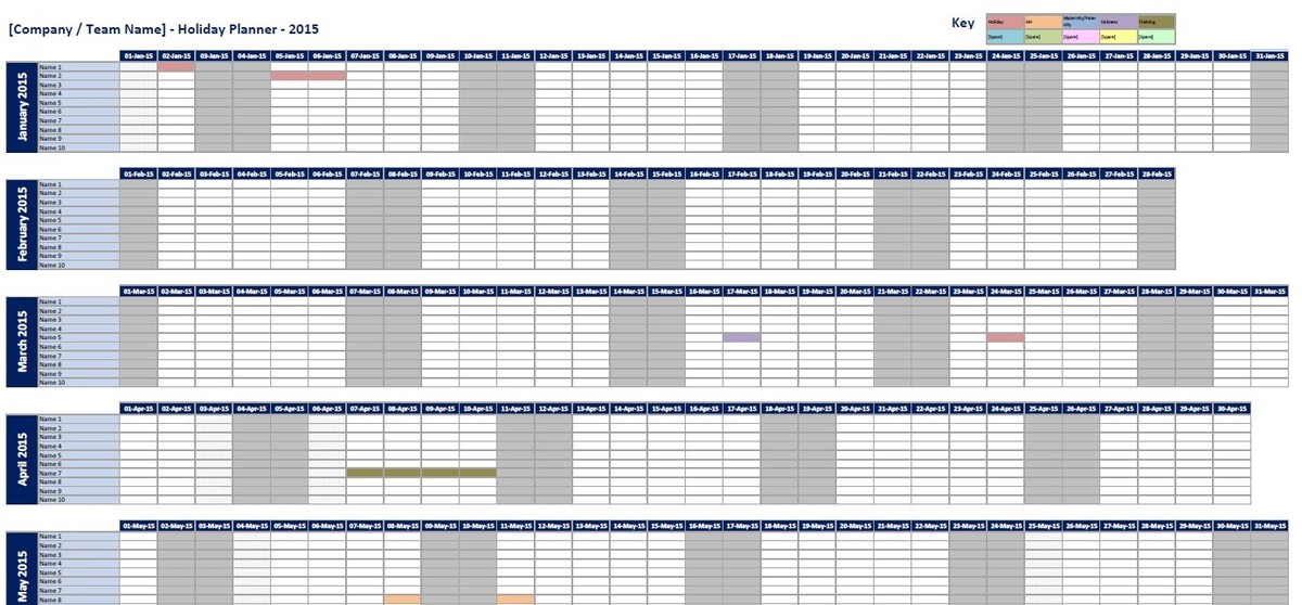Excel Spreadsheet Employee, Staff Holiday & Sickness Planner, Calendar  reusable | eBay
