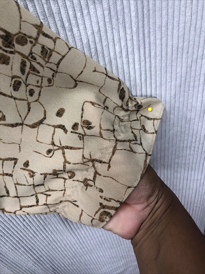 Блузка Nine & Company 10 галстук лента декольте желтовато-коричневый коричневый большой принт из змеиной кожи - Изображение 4 из 4