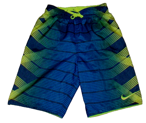 NIKE Boys Size Small 8-9 Black Blue Green Yellow Board Swim Shorts