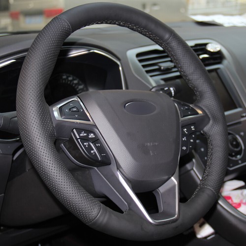 DIY Black Leather Car Steering Wheel Cover for Ford Mondeo 2013-14 EDGE 2015-16 - Picture 3 of 7