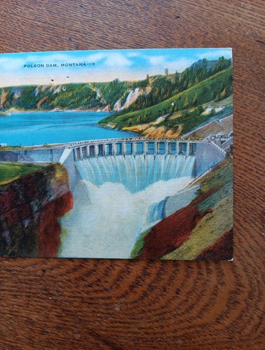 Postkarte Polson Dam Montana geteilter Rücken Leinen Postkarte - Bild 3 von 8