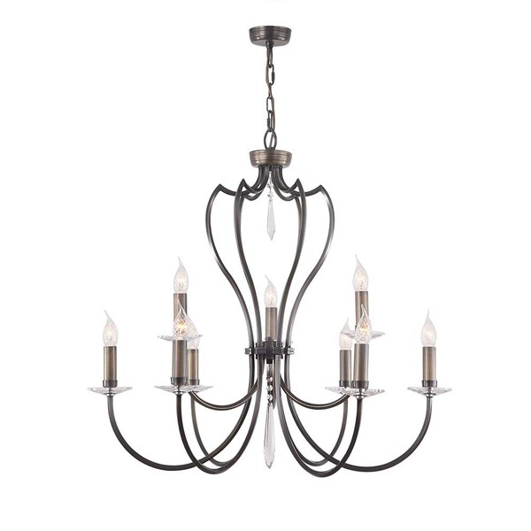 Kronleuchter HäNgelampe Pendelleuchte Messing Kristalle Deckenlampe Dunkelbronze-image
