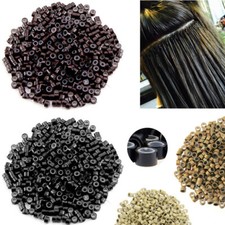 200pcs 6 4 4mm Silicone Lined MICRO Link Ring Beads For I Tip Human Hair US Ship