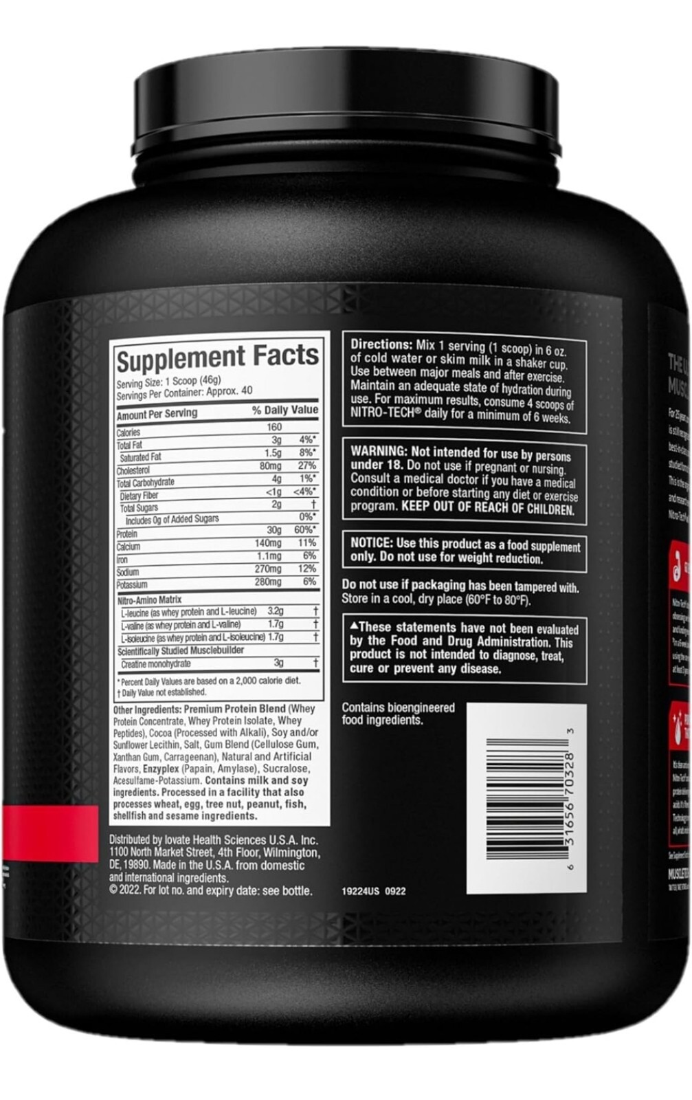 Muscletech Nitro Tech Whey Protein Milk Chocolate 4 lbs INSTITUTO