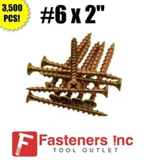 INTERCORP 620CY #6 X 2" Drywall/Deck Screws Yellow Zinc 3,500 BOX