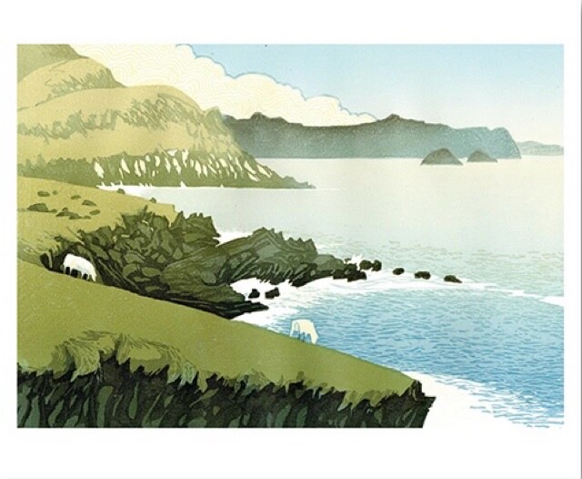 Quiet Sea - Art Blank Greeting / Birthday Card - Coast Cliffs Bay - Ian Phillips