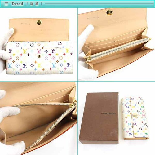 Auth Louis Vuitton Monogram Multicolor Portefeuille Sarah Bi-fold Long Wallet M9 - Picture 3 of 6