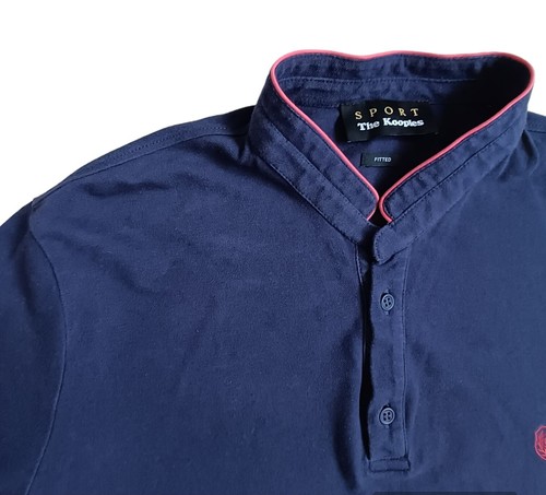 THE KOOPLES SPORT Blue T-Shirt Polo Medium Fitted Grandad Mandarin Collar Logo - Picture 4 of 10