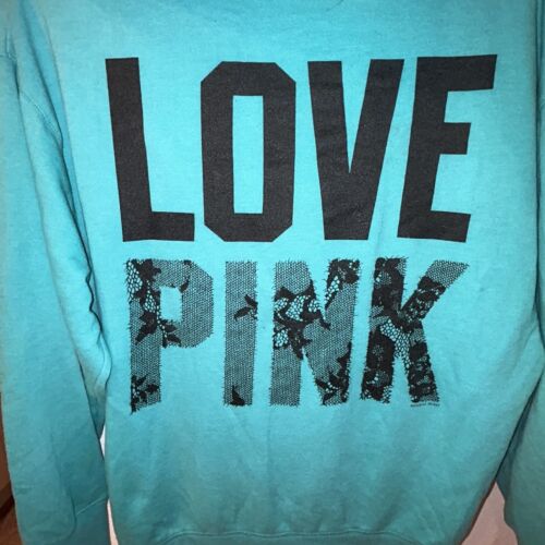 Felpa con cappuccio Victoria's Secret LOVE ROSA MED Turquise Jade Teal full zip - Foto 3 di 6