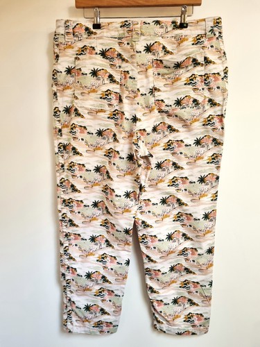 Boden Trousers Size 16 R Waist 37 in Paradise Bay Novelty Print Holiday - Picture 8 of 10