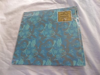 Vtg Graduation Gift Wrap Cap diploma Globe ''gold''  Hallmark  Blue
