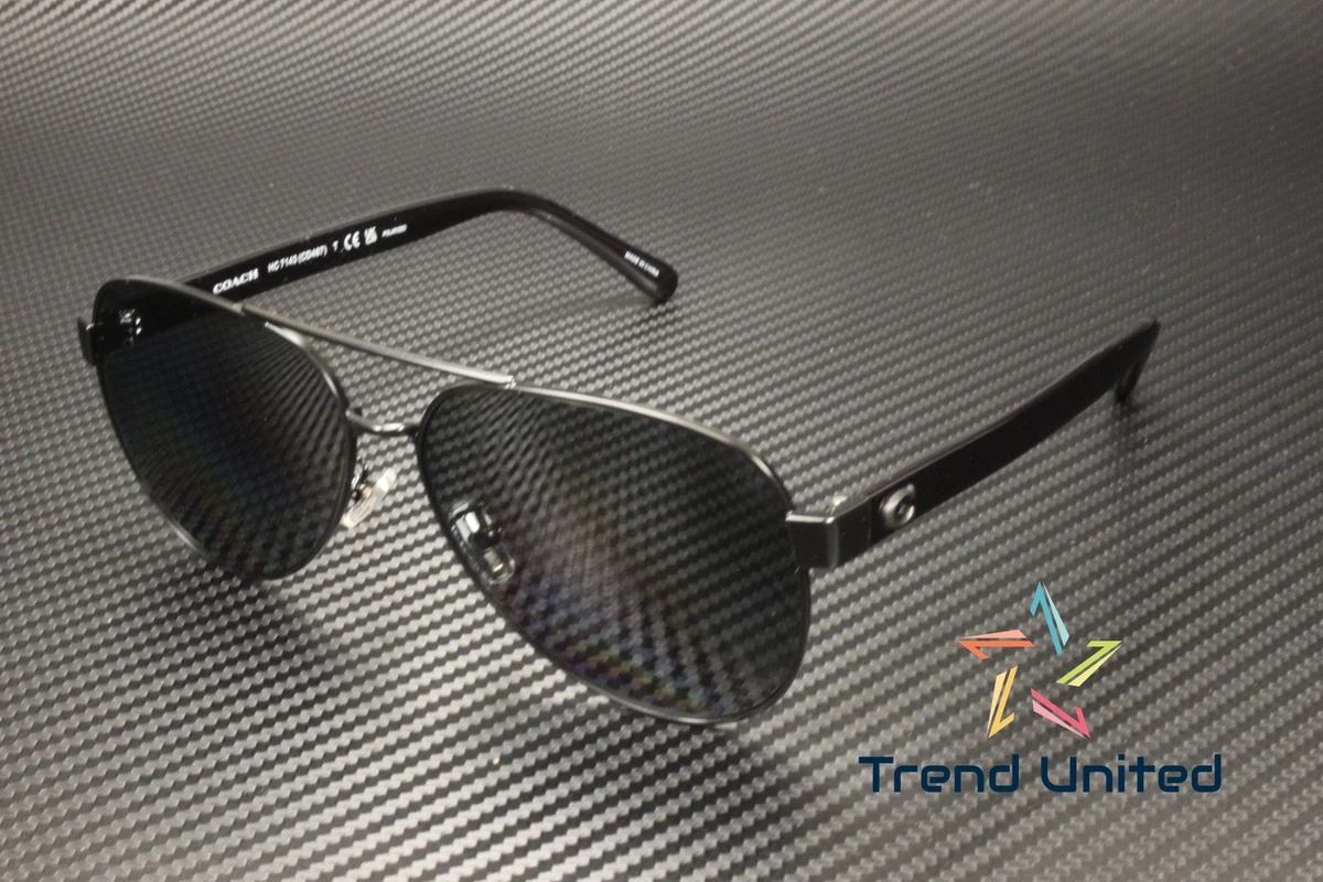 COACH HC7143 939381 Cd467 Satin Black Dark Grey Polarized 61 mm