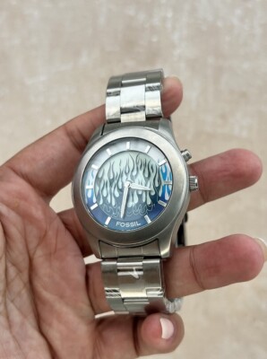 VERY RARE y2k FOSSIL Big Tic JR-8201 Animated Blue Flame