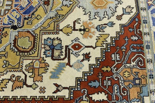 Handmade Geometric Heriz Serapi Oriental Rug Traditional Wool Carpet 8X10 ft - Picture 14 of 18