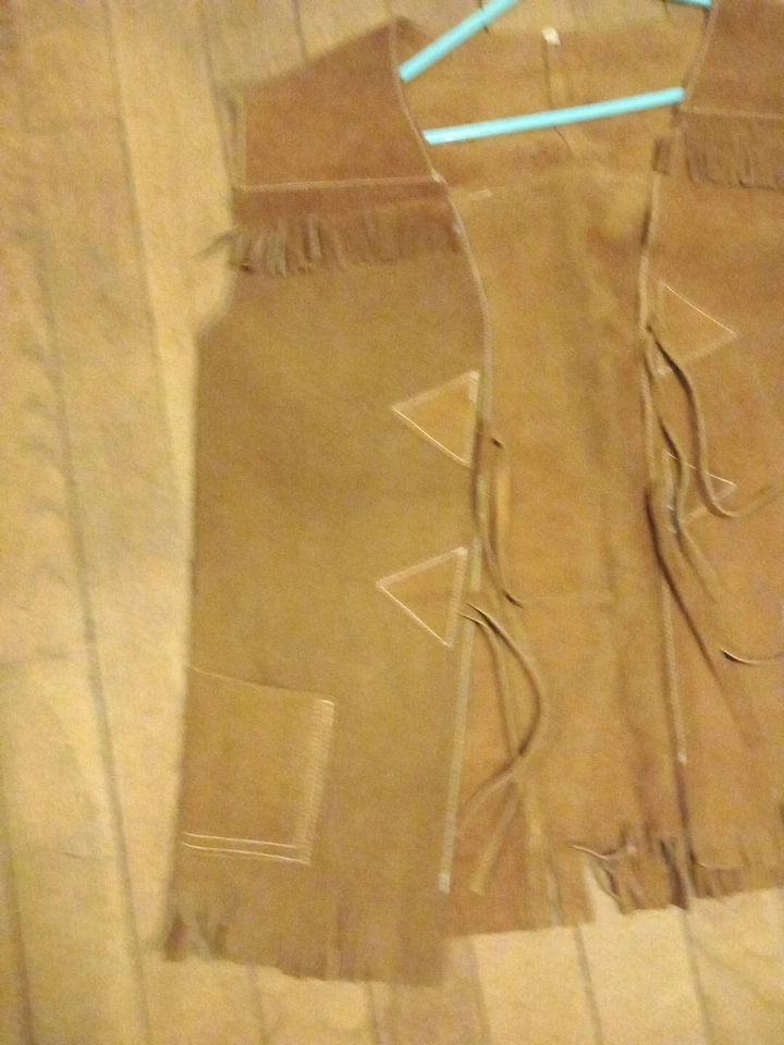 Veste Country Daim Marron Sans Manche - Photo 2/4