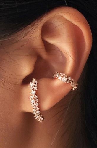 Gem Crystal Ear Cartilage Helix Ring Bar Stud Ear Cuff Climber Piercing Earring - Picture 35 of 268