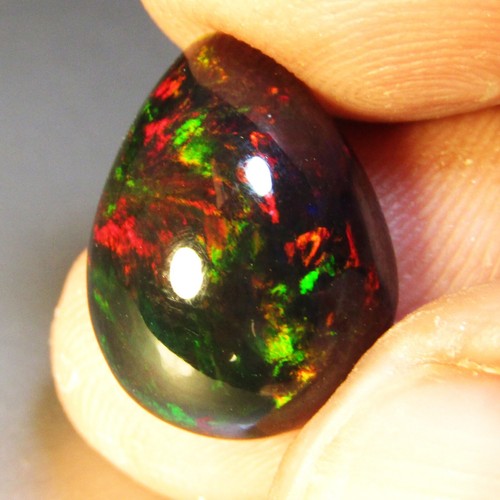 6,18 kt natürliches Farbspiel äthiopischer schwarzer Opal Birne Cabochon loser Edelstein - Bild 2 von 5