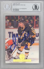 Sergei Zholtok Autographed 1994-95 Leaf Card #508 Bruins Beckett #10266462