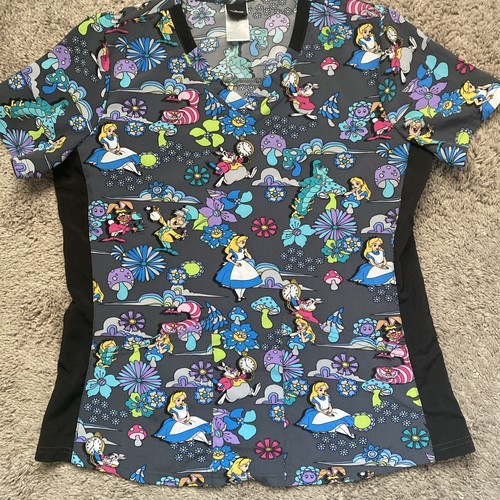 Disney Alice In Wonderland Scrub Top Size Medium - Picture 4 of 24