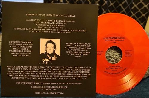 GG Allin Bored To Death 7" NEW Band Reissue Ltd Ed Colored Remastered + Bonus! - Picture 2 of 2