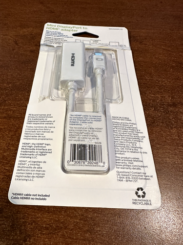 Philips Audio/Video Mini Display Port to HDMI adapter - NEW - Picture 2 of 2