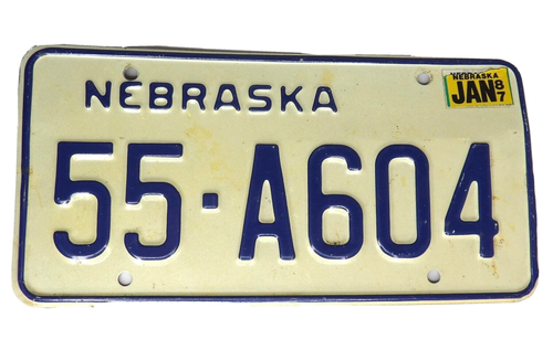 Set 2 paia targa USA antica originale d'epoca 1987 87 Nebraska 55-A604 - Foto 5 di 5
