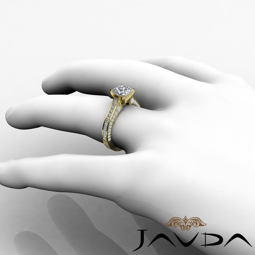 Asscher Shape Pave Set Diamond Engagement Cathedral Ring GIA I VS2 Platinum 2Ct - Picture 10 of 12