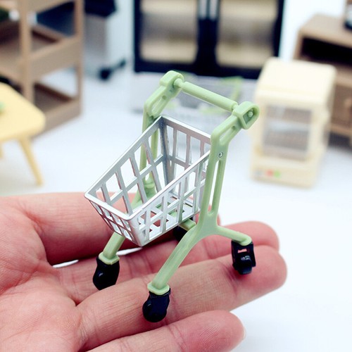 1:12 Dollhouse Mini Trolley Supermarket Shopping Cart Hand Truck Play House Toy - Bild 7 von 7