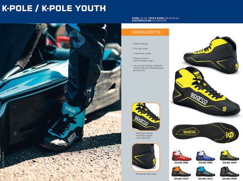 001269 Sparco K-Pole Kart Boots Race Karting Shoes in 6 Colours Sizes EU 26-48 - Picture 2 of 95